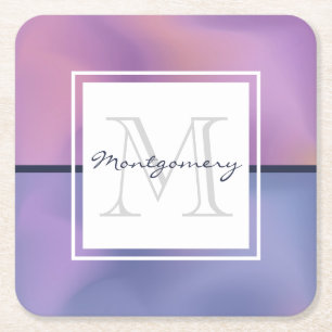 Moderne Paarse en roze ronddraaiende Abstracte mon Vierkante Kartonnen Onderzetter