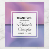 Moderne Paarse en roze zwevende Abstracte bruiloft Wijn Etiket (Enkel label)