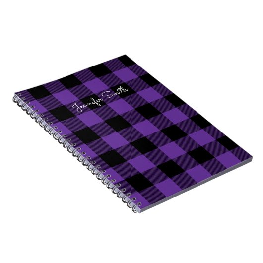 Moderne Paarse en zwarte buffelcontrole Notitieboek (Rechterzijde)