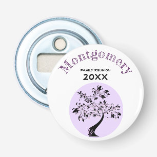 Moderne Paarse familieleden met boomverlichting re Button Flesopener