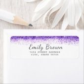 Moderne Paarse Faux Glitter Return Address Label (Insitu)