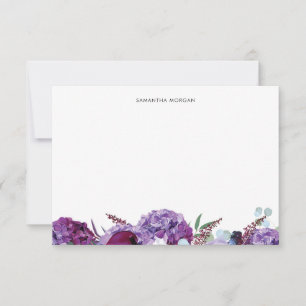 Moderne Paarse Floral Bedankkaart