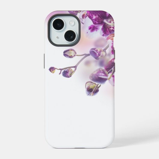 Moderne Paarse Floral iPhone 15 Hoesje (Achterkant)