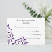 Moderne Paarse Floral RSVP Kaartje (Staand voorkant)