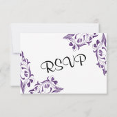 Moderne Paarse Floral RSVP Kaartje (Achterkant)
