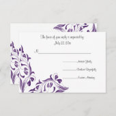 Moderne Paarse Floral RSVP Kaartje (Voorkant / Achterkant)