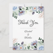 Moderne Paarse Floral Wedding Bedankkaart (Voorkant)