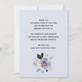 Moderne Paarse Floral Wedding Bedankkaart (Achterkant)