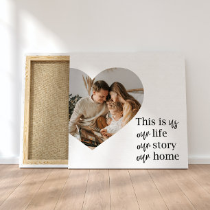 Moderne paarse foto- en familiefoto-cadeau canvas afdruk