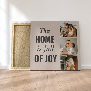 Moderne paarse foto- en familiefoto canvas afdruk