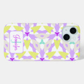 Moderne Paarse Gele en Mint Monogram Geometrisch Case-Mate iPhone Case (Achterkant (horizontaal))