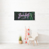 Moderne paarse girale neonbachelorette banne spandoek (Insitu)