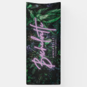 Moderne paarse girale neonbachelorette banne spandoek (Verticaal)