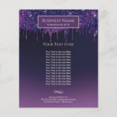 Moderne Paarse glitter drijft schoonheidssalon en  Flyer (Voorkant)