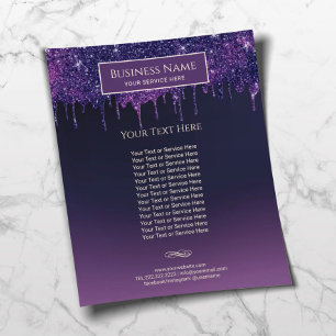 Moderne Paarse Glitter Drips Schoonheidssalon & Sp Flyer