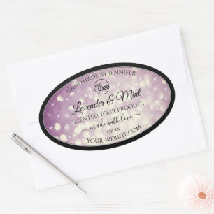 Moderne Paarse Glitter Logo Packaging Label