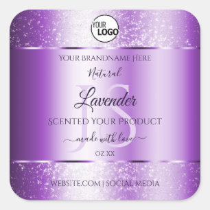 Moderne Paarse Glitter Product Labels monogram Log