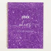 Moderne paarse glitter scriptnaam planner (Voorkant)