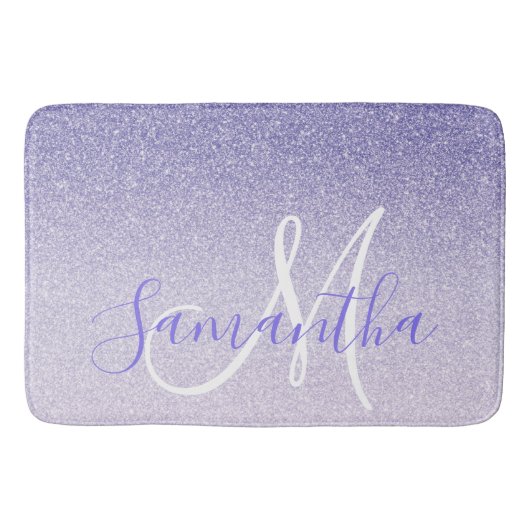Moderne Paarse Glitter Sparkles Personated Name Badmat (Voorkant)