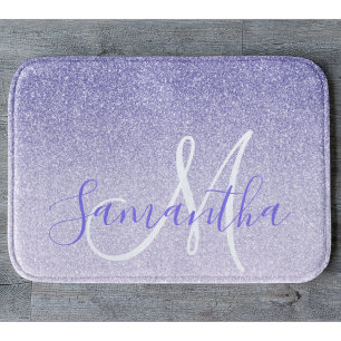 Moderne Paarse Glitter Sparkles Personated Name Badmat