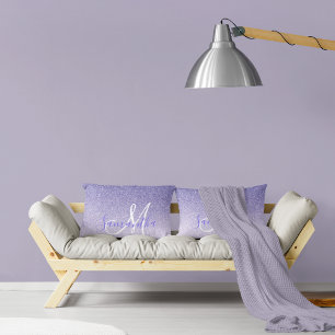 Moderne Paarse Glitter Sparkles Personated Name Kussen
