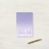 Moderne Paarse Glitter Sparkles Personated Name Post-it® Notes (Op bureau)