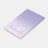 Moderne Paarse Glitter Sparkles Personated Name Post-it® Notes (Schuin)