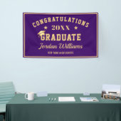 Moderne Paarse Golden 2024 Graduation Party Spandoek (Beurs)