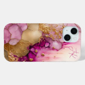 Moderne Paarse Gouden Marmer Monogram Gepersonalis Case-Mate iPhone Case (Achterkant (horizontaal))