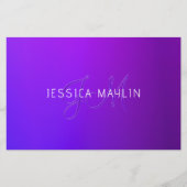 Moderne Paarse gradiëntnaam & Monogram Briefpapier (Voorkant)