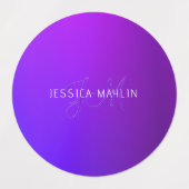 Moderne Paarse gradiëntnaam & Monogram Labels (Design 2)