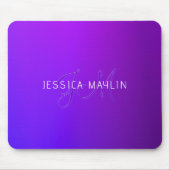 Moderne Paarse gradiëntnaam & Monogram Muismat (Voorkant)