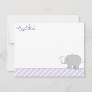 Moderne Paarse Grijze Olifant Baby Shower Notitiekaartje