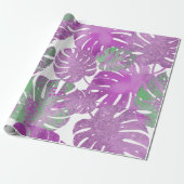 Moderne paarse groene tropische monstera plant bla cadeaupapier (Uitgerold)