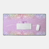 Moderne Paarse Holografische Faux Glitter Monogram Bureaumat (Keyboard & Muis)
