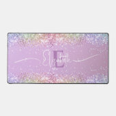 Moderne Paarse Holografische Faux Glitter Monogram Bureaumat (Voorkant)