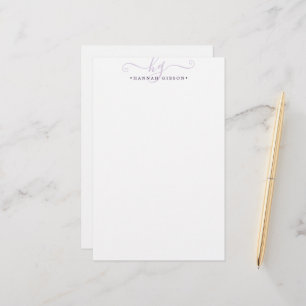 Moderne Paarse Initialen monogram minimalistisch Briefpapier