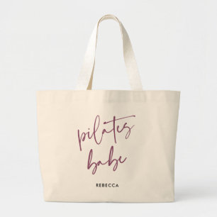Moderne paarse kalligrafie-uitloopgym Pilates Babe Grote Tote Bag