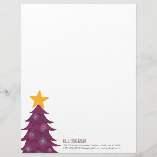 Moderne Paarse kerstboom met persoonlijke briefhoo Persoonlijk Briefhoofd