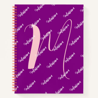 Moderne paarse kleur - Initiaal Naam Monogram Notitieboek