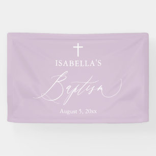Moderne Paarse Kruis Meisje Doop Achtergrond Banne Spandoek