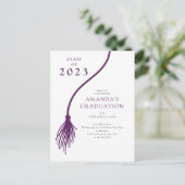 Moderne paarse kwast afstudeerfeest kaart (Staand voorkant)