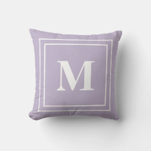 Moderne Paarse lavendel Monogram Kussen