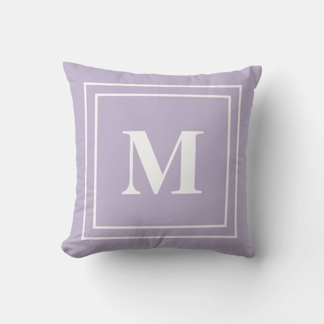 Moderne Paarse lavendel Monogram Kussen (Voorkant)