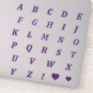 Moderne Paarse letters Monogram Alfabet Stickers