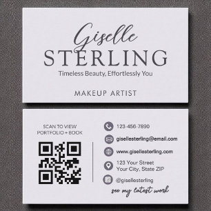 Moderne Paarse Lila Script Elegant QR-code Visitekaartje