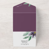 Moderne Paarse Lotus Watercolor Handgeschilderd All In One Uitnodiging (Buitenkant)