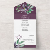 Moderne Paarse Lotus Watercolor Handgeschilderd All In One Uitnodiging (Binnen)