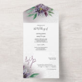 Moderne Paarse Lotus Waterverf met handbeschilderd All In One Uitnodiging (Binnen)