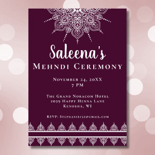 Moderne Paarse Mandala Mehndi Ceremonie Kaart